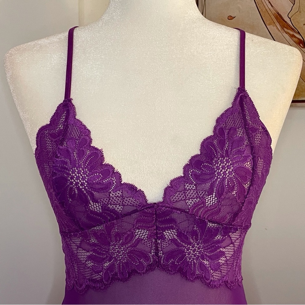 Fredericks of Hollywood Lace Chemise Dress Lingerie Size S Purple - Picture 2 of 15